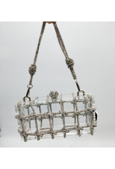 Grossiste LX Moda - Pochette transparent avec chaine en strass