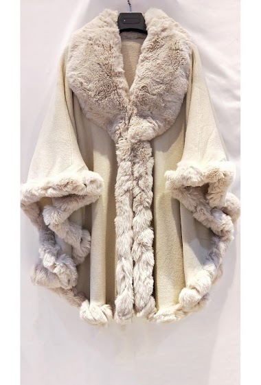 Wholesaler LX Moda - Women's poncho with faux fur cape