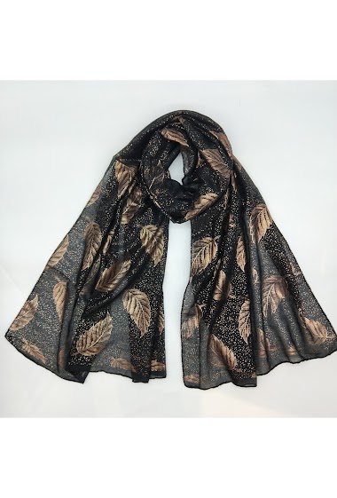 Großhändler LX Moda - Glänzender Schal mit Blattmuster