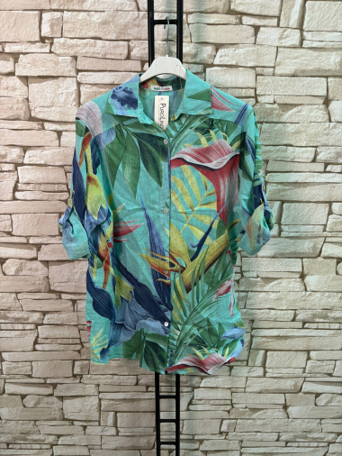 Wholesaler LYCHI - Linen shirt. 3/4 sleeves