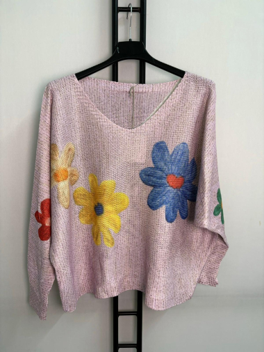 Wholesaler LYCHI - flower printed lurex sweater