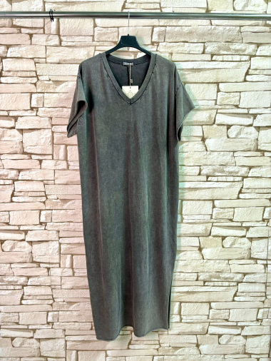 Großhändler LYCHI - Kleid aus Stonewash-Baumwolle