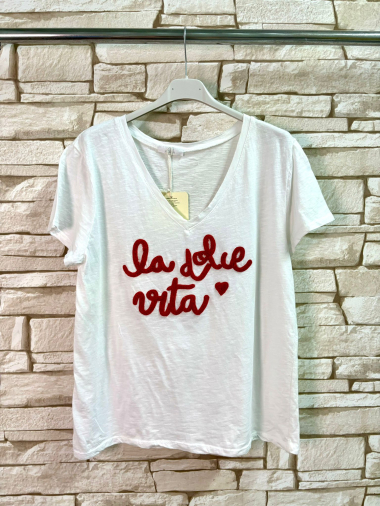 Grossiste LYCHI - tee shirt broderie