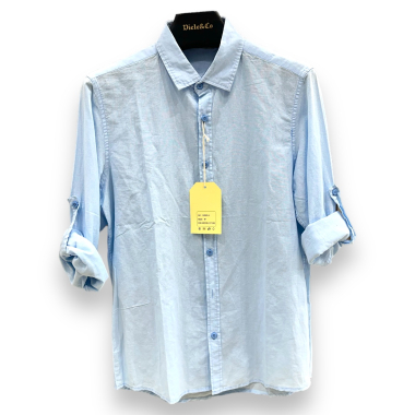 Großhändler Lysande - Hemd aus Baumwolle/Leinen mit Stehkragen
