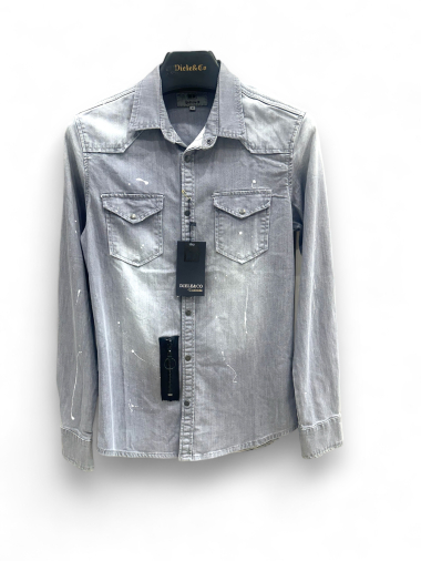 Wholesaler Lysande - Gray denim shirt with zip