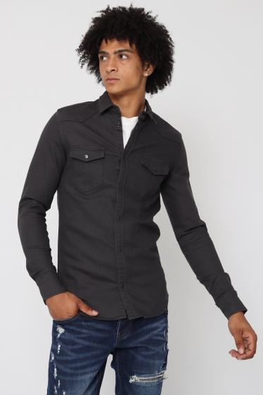 Wholesaler Lysande - Dark gray denim shirt