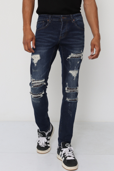 Mayorista Lysande - jeans rotos de color azul oscuro