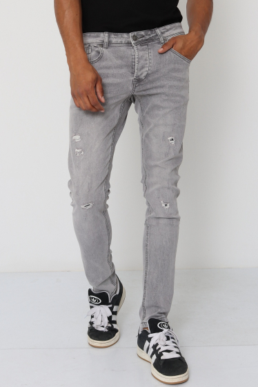 Wholesaler Lysande - Light gray slightly ripped jeans