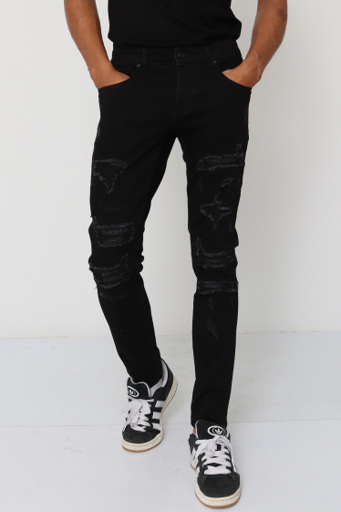 Großhändler Lysande - zerrissene schwarze Jeans