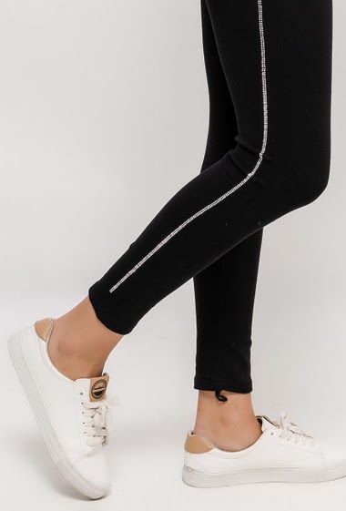 Großhändler M.L Style - Leggings with strass side stripes