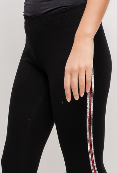 Großhändler M.L Style - Leggings with strass side stripes