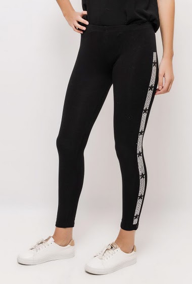 Leggings with side stripes in strass