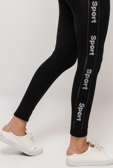 Großhändler M.L Style - Leggings with side stripes in strass SPORT