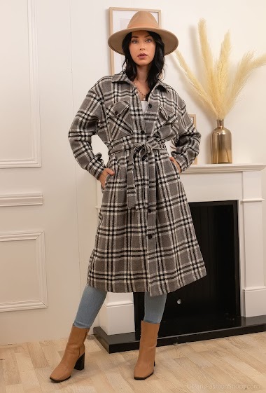 Grossiste M.L Style - Manteau long à carreaux