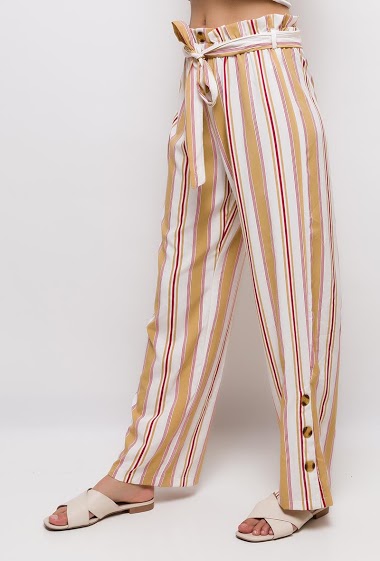 Grossiste M.L Style - Pantalon large rayé