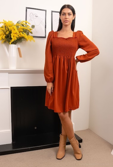 Wholesaler M.L Style - Ruched dress with puff sleeves