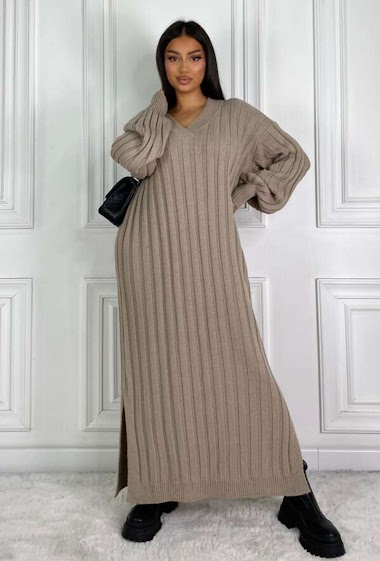 Wholesaler M.L Style - Long V-neck knit dress