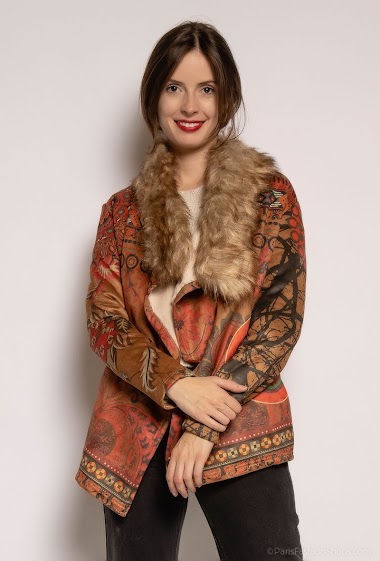 Wholesaler M.L Style - Printed jacket with removable fur