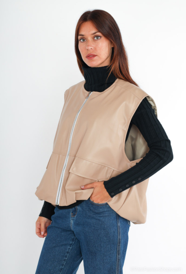Wholesaler M.L Style - Faux leather sleeveless jacket