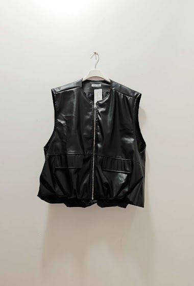 Wholesaler M.L Style - Faux leather sleeveless jacket