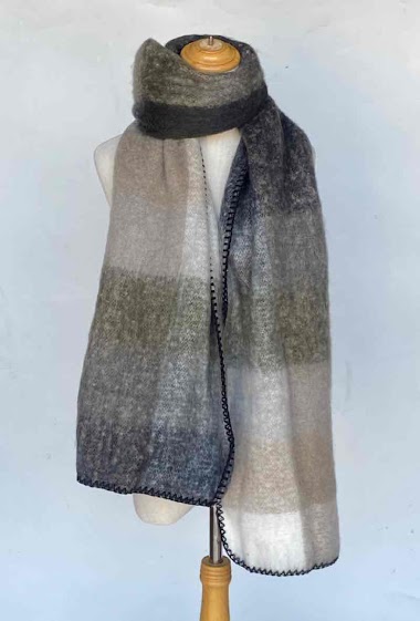 Wholesaler Mac Moda - Thick scarf check print with black zigzag borders