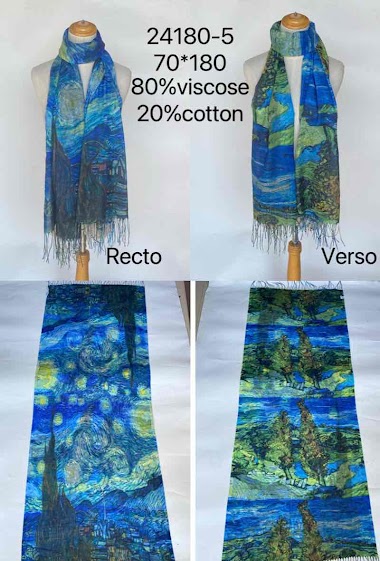Wholesaler Mac Moda - Fringed painting scarf