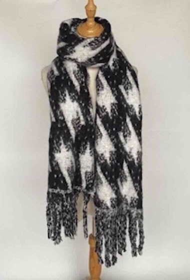 Wholesaler Mac Moda - Fringed thick houndstooth print scarf