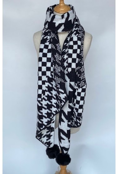 Mayorista Mac Moda - Printed scarf ponpom