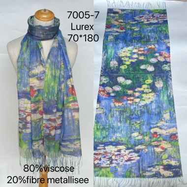 Wholesaler Mac Moda - printed fringed lurex scarf