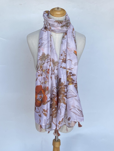 Wholesaler Mac Moda - floral print pompom scarf