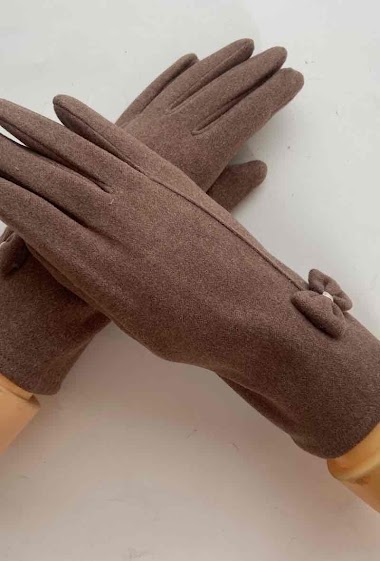 Wholesaler Mac Moda - Plain women gloves ribbon details