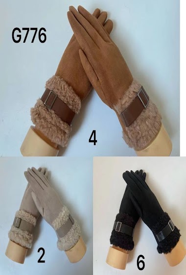 Wholesaler Mac Moda - Gloves with lining imitation sheepskin fur