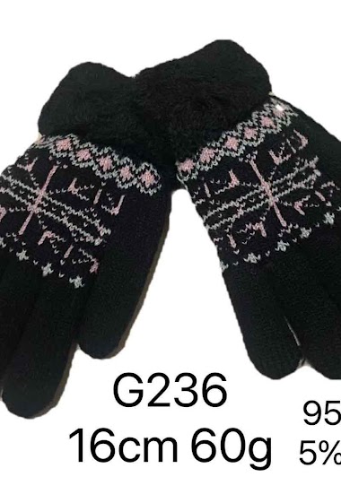 Wholesaler Mac Moda - Printed Lined black gloves 16cm