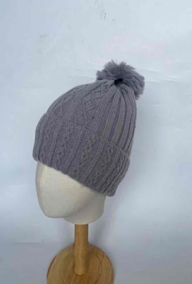 Wholesaler Mac Moda - Set of beanie with pompom with synthetic fur lining