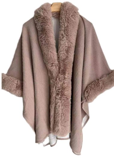 Wholesaler Mac Moda - Women's poncho with fur