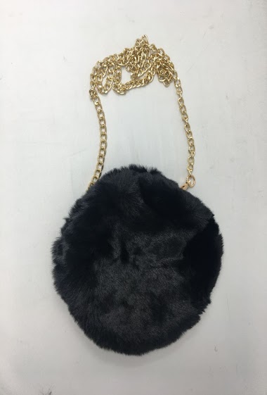 Wholesaler Mac Moda - Round faux fur shoulder bag with a pocket inside the bag