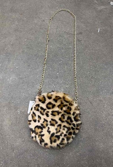 Grossiste Mac Moda - Sac rond fausse fourrure imprimé leopard