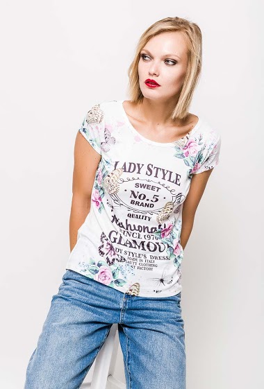 Wholesaler MACMAX - T-shirt LADY STYLE with printed flowers