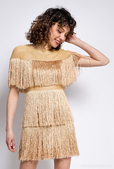 Wholesaler Mademoiselle X - Dress with fringes