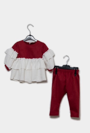 Mayorista Maëlys - Baby two-piece set in suede and flounced skirt