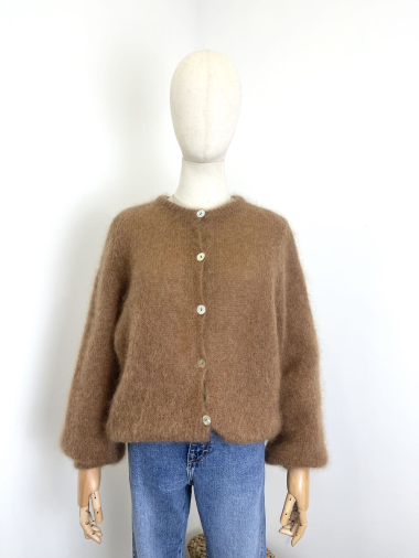 Wholesaler Maëlys Paris - Round neck cardigan in fluffy mohair