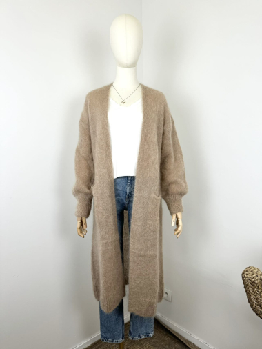 Wholesaler Maëlys Paris - Long open cardigan in fluffy mohair