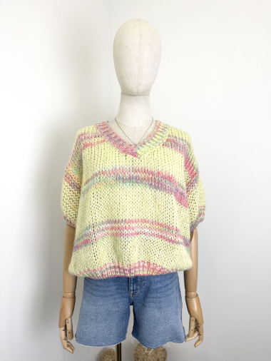 Wholesaler Maëlys Paris - Colorful mohair V-neck sweater