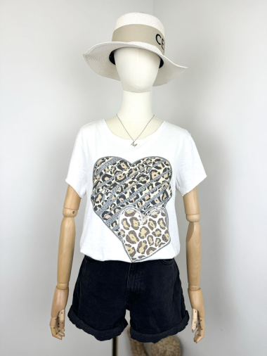 Großhändler Maëlys Paris - T-Shirt mit „LEOPARD HEART“-Aufdruck
