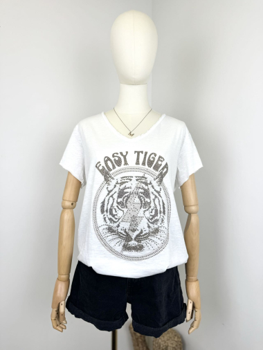 Großhändler Maëlys Paris - T-Shirt mit „EASY TIGER“-Aufdruck