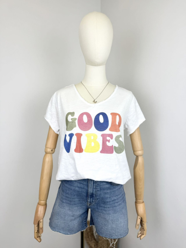 Grossiste Maëlys Paris - T-shirt imprimé "GOOD VIBES"