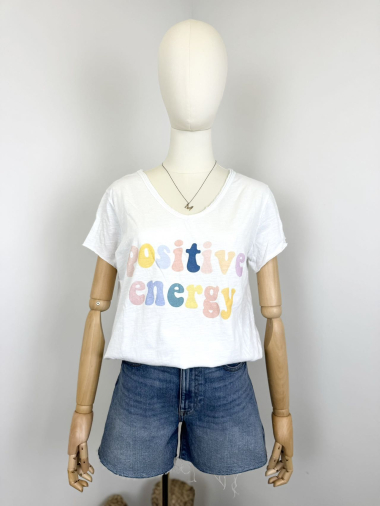 Großhändler Maëlys Paris - T-Shirt mit „Positive Energy“-Aufdruck
