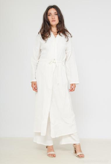 Mayorista Maia H. - Conjunto de kimono y pantalón en tejido de gasa de algodón