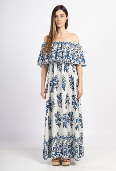 Wholesaler Maia H. - strapless dress printed linen effect fabric