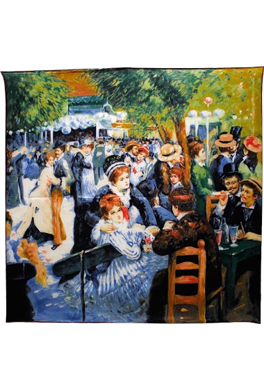 Wholesaler Maison Fanli - Silk scarf - Ball of the Moulin de la Galette Renoir